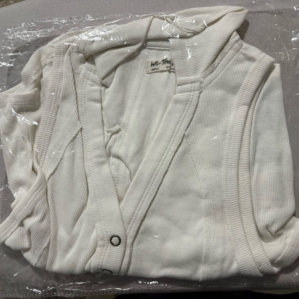 We The Free by Free People Ribbed Collared Henley Tank Top in White - Picture 6 of 6